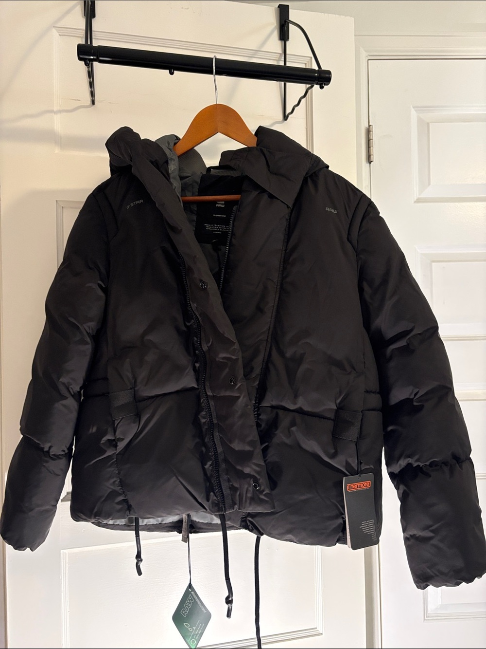 GStar Raw Whistler Shot Black Puffer Jacket with Hood